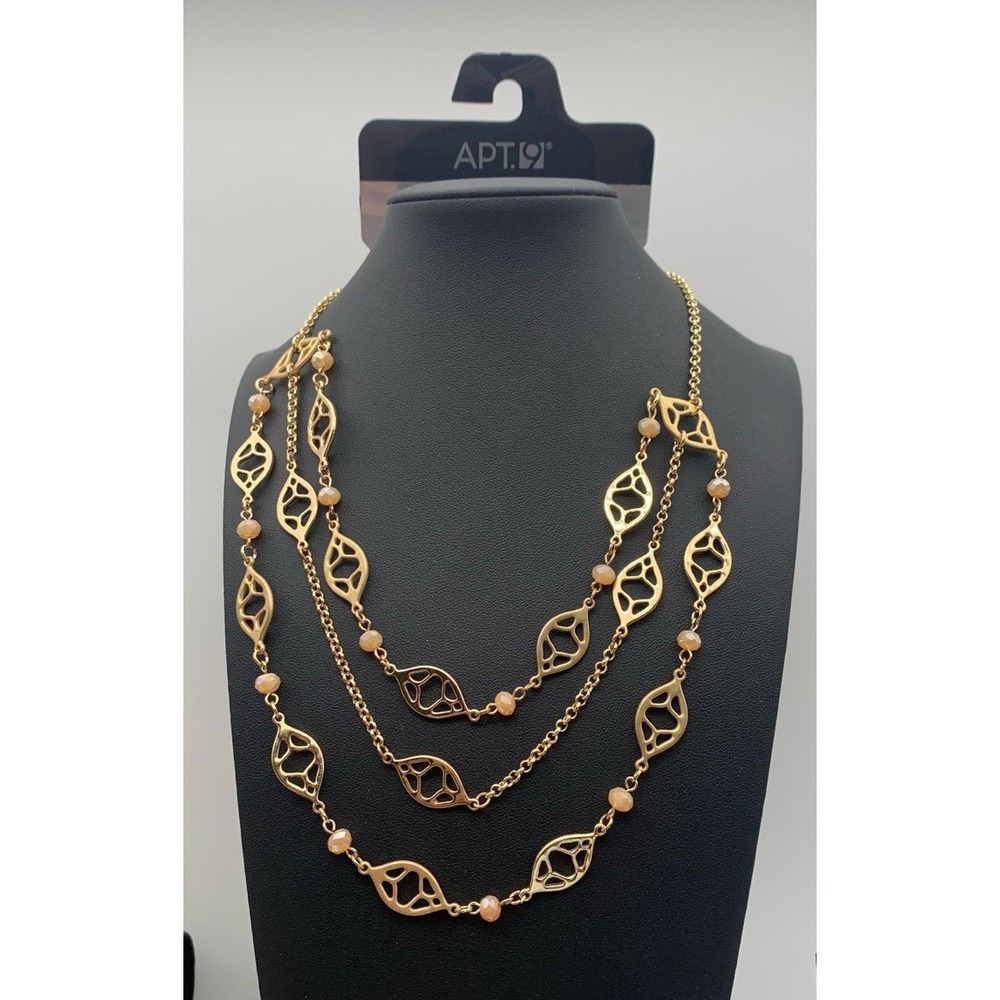 NWT APT. 9 Gold Tone And Faceted Beaded 3 Layer Necklace 14-16"